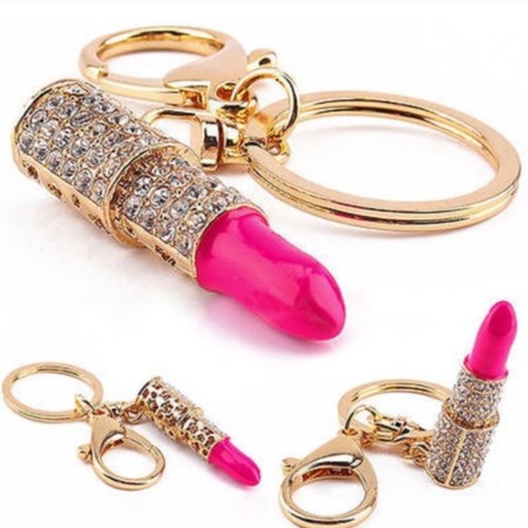 🎁Crystal Rhinestone Lipstick Keyring - Picture 2 of 5